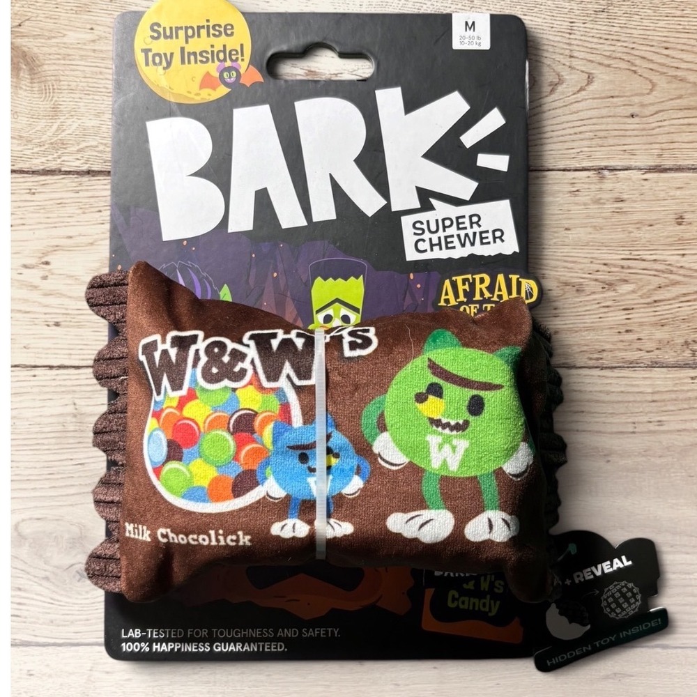 Bark Super Chewer Afraid of the Bark W&W's Milk Chocolick Dog Toy Medium 20-50lb